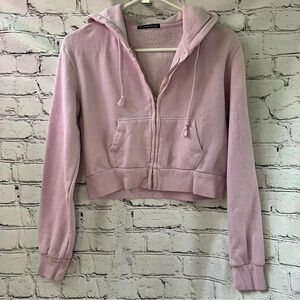 Brandy‎ Melville Rare Cropped Hooded Sweatshirt Lavender Color